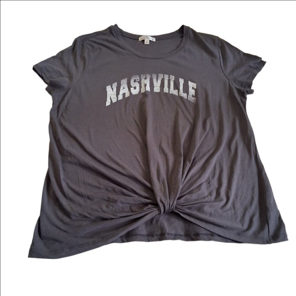 Nine Britton Women's Size Medium Gray Nashville Twist Front Cotton Modal T-Shirt